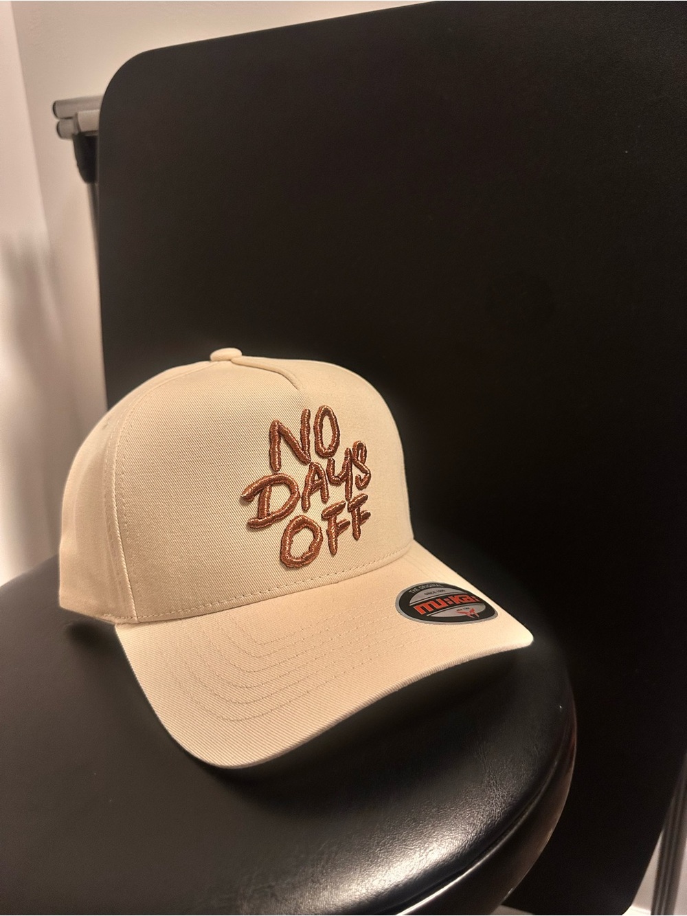 Beige 'No Days Off' Embroidered Baseball Cap